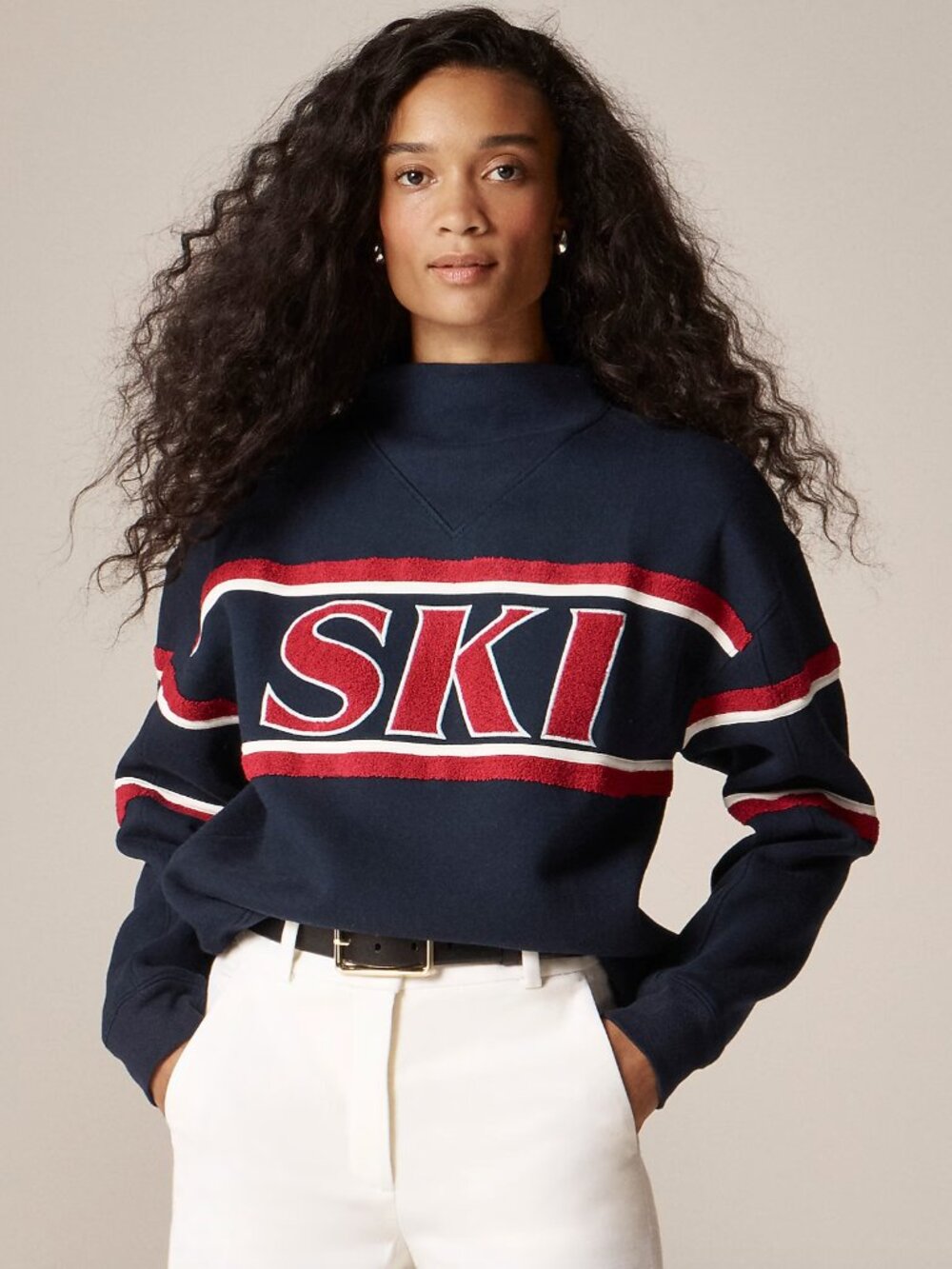 J.CREW Heritage fleece "Ski" graphic sweatshirt